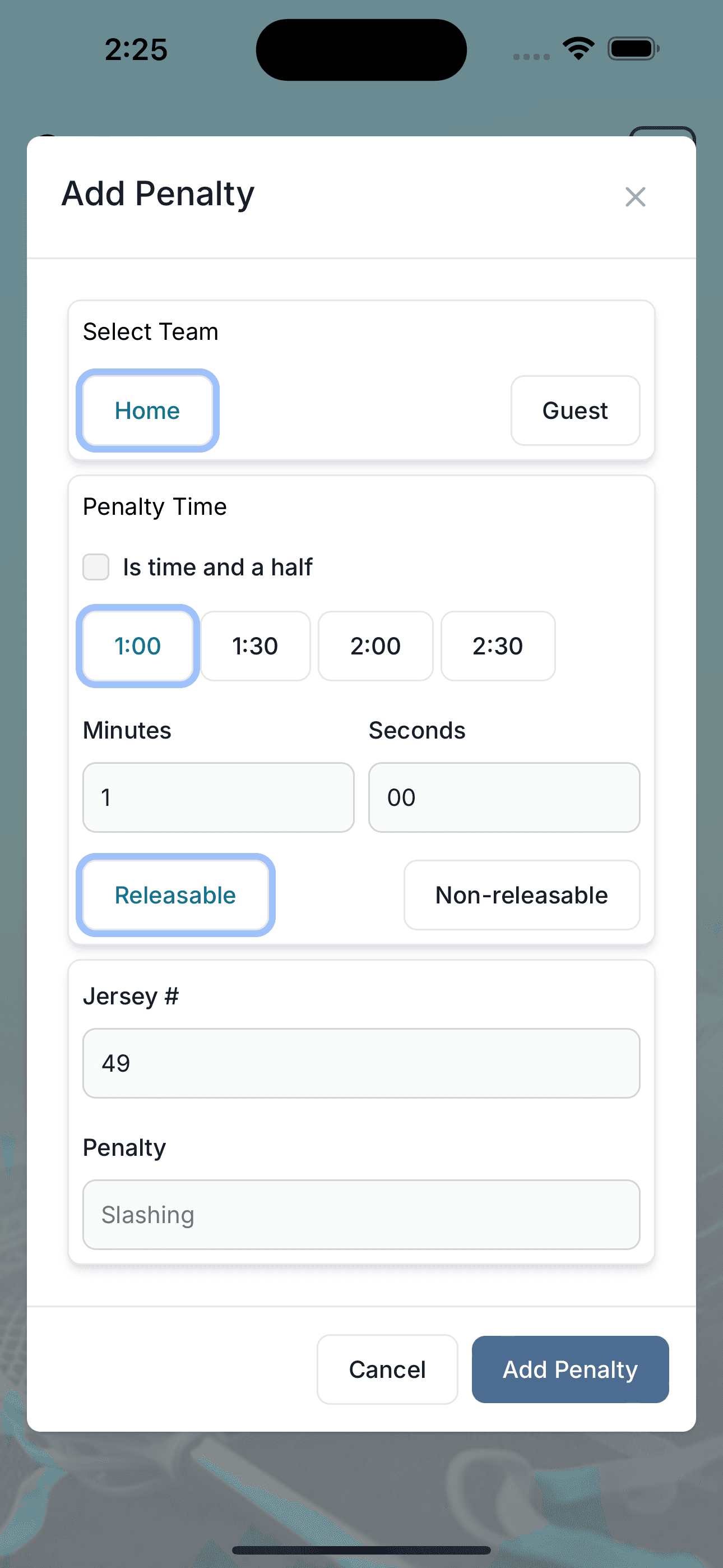 Lacrosse Mate - Add Penalty